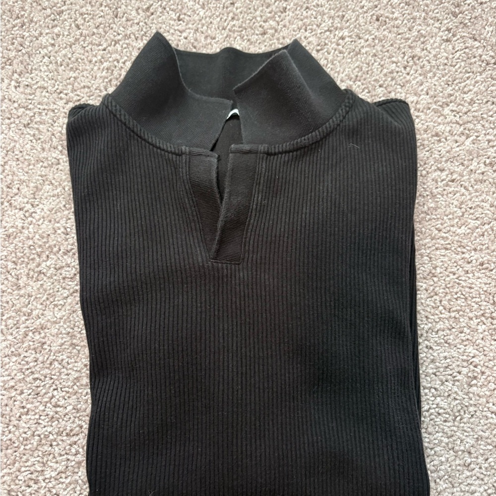 Zara Black and Cream Ribbed Polo Tops - Picture 3 of 11